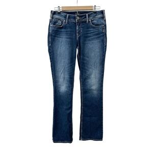 Silver Jeans Co. Womens‎ Elyse Slim Bootcut Leg Jeans Dark Wash Blue Denim 29x33